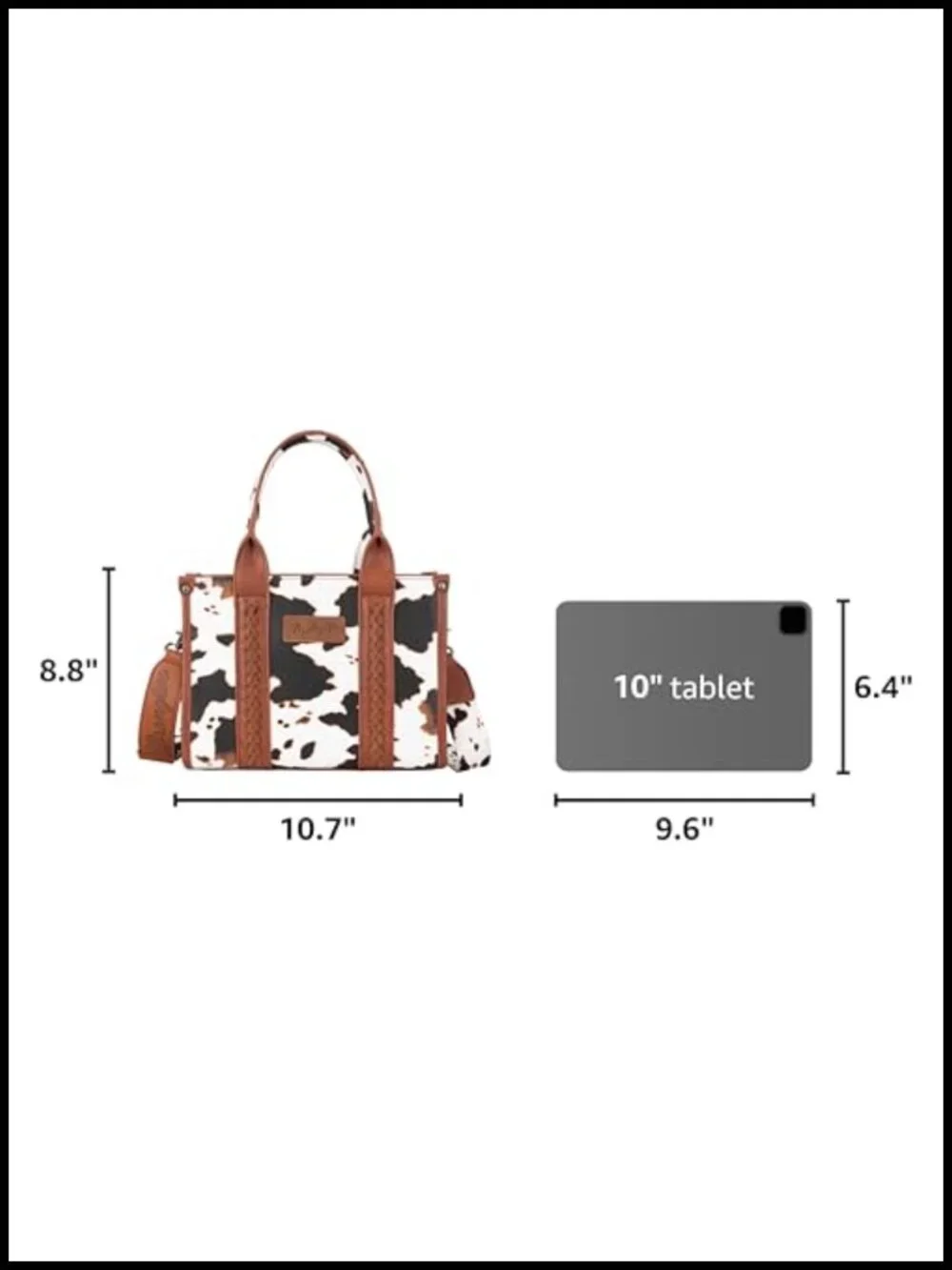 Cow Print Tote Bag for Women Western Purse Boho Satchel Handbag with Guitar